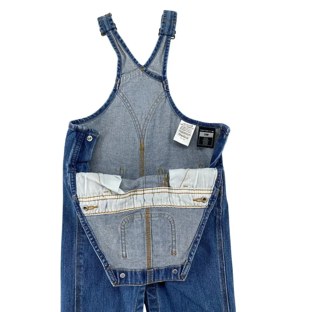 Carhartt Baby Denim Overalls 24M Blue Bib Carpenter Jeans Toddler Dungarees